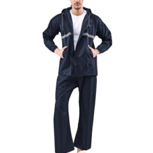LUX VENUS Reflecting Design Tapping Rain Suit for Men Navy