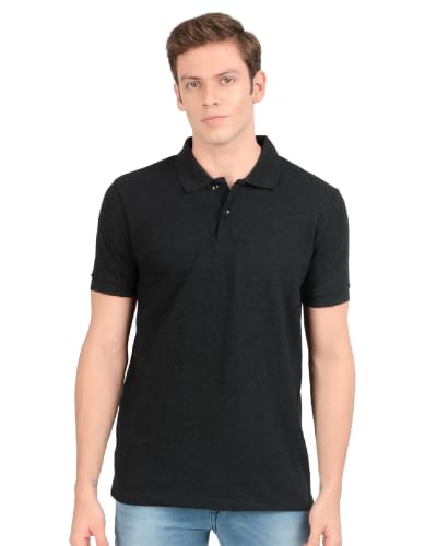 Scott International Men's Cotton Polo T-Shirt | Six Degrees Soft & Breathable Collared T-Shirt | Half Sleeve Regular Fit Casual Wear | Comfortable Everyday Polo T-Shirt for Men Charcoal Melange