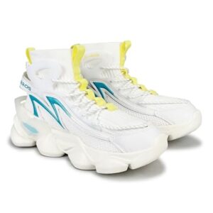 ABROS YAMA-O Chunky Sole High-Top Sneakers for Men(7 White)