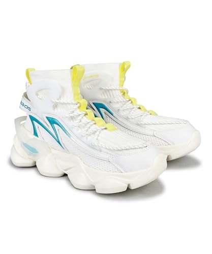 ABROS YAMA-O Chunky Sole High-Top Sneakers for Men(7 White)