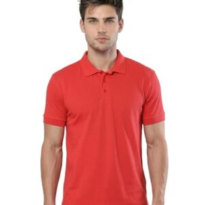 Scott International Men’s Cotton Polo T-Shirt | Regular Fit | Breathable & Soft Fabric | Classic Collar with Button Placket | Casual & Office Wear | Summer Essential Polo Tee for Men Red