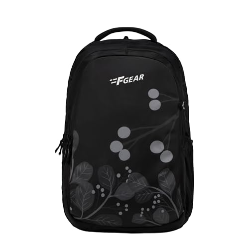 F Gear Century Black 27L School Backpack, Raincover, Water-Resistant