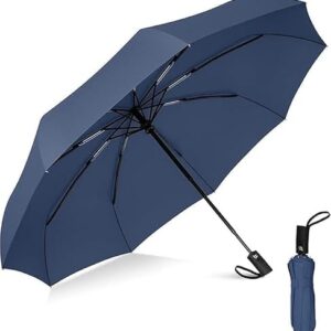 Xapiaxa UV Big Size Umbrella for Sun Protection Rain Windproof Strong Large 3 Fold for Men Women Kids Boys Girls Perfect & Stylish Windproof & Compact (Blue)