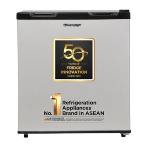 SHARP 50L 2 Star Mini Direct Cool Single Door Refrigerator |Japan 7 Shield Protection|Toughened Glass shelves (Metal Silver, SJ-MRW055N3-PSS)