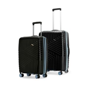 LAttitude By Provogue Core Set of 2 Trolley Bags Cabin + Medium Polypropylene Hard Suitcase, 8 Spinner Wheels, Recessed Number Lock, Lightweight Luggage for Men & Women Midnight Black/Arctic Blue