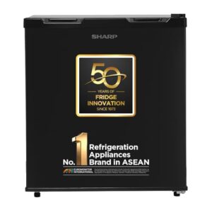 SHARP 50L 2 Star Mini Direct Cool Single Door Refrigerator |Japan 7 Shield Protection|Toughened Glass shelves (Metal Black, SJ-MRW055N3-PKS)