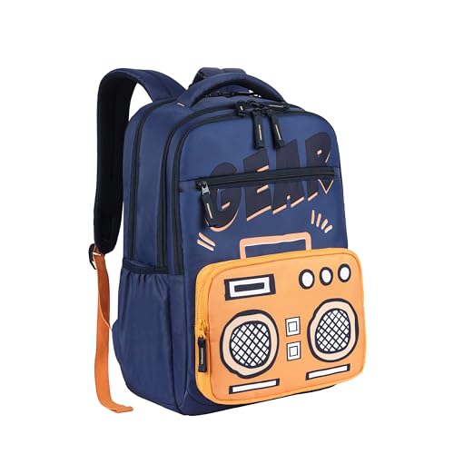 Gear Sound Break 17"/29L Medium Water Resistant School Bag/Casual 6 Compartment Backpack/Daypack/Travel Backpack/Kids Bag for Boys/Girls - Blue