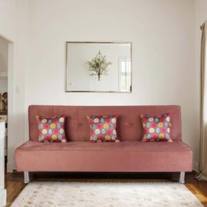 Primrose Cyrus Sofa Cum Bed Made of Luxurious High Density Foam & Polyester Fabric (3-Person Sofa) (Rose)