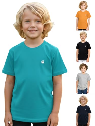ONN Boy's Half Sleeves Round Neck Solid Cotton T-Shirt OA748_BLK_MST_GM_SGN_NB_60_5PC