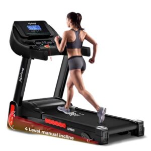 Lifelong FitPro Motorized Treadmill for Home (4HP Peak) | 4-Level Manual Incline | Rubberies Shock Absorption | Foldable Hydraulic | 12 Preset Workouts | 14km/hr | 100Kg | Bluetooth (LLTM033)