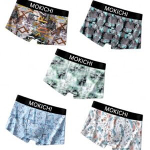 MOKICHI Men’s Printed Boxer Briefs for Comfortable Everyday Wear | Stretchable Trunks with Soft Waistband | Stylish Printed Innerwear for Men | Pack of 5