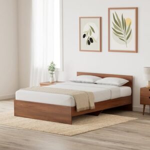 Amazon Brand – Solimo Medusa Engineered Wood Queen Bed (Walnut Finish)