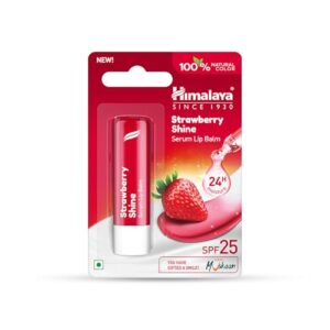 Himalaya Strawberry Shine Serum Infused Lip Balm 4.5G | For Smooth and Nourished Lips | 100% Natural Color & SPF 25 UV Protection