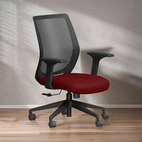 Interio by Godrej Curv Premium Mesh Wide Back Ergonomic Chair for Work from Home/Study | 1 Year Warranty | Height Adjustable Chair | Heavy Duty PP Base | DIY Installation (Milan Red)