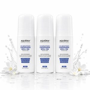 Aqueria Underarm Brightening Roll-On for Men & Women | Lactic Acid, Fermented Rice Water & Glycerine | Helps Reduce Dark Underarms, Pigmentation & Uneven Skin Tone | Controls Body Odour | Fresh Fragrance | Pack of 3 (150ml)