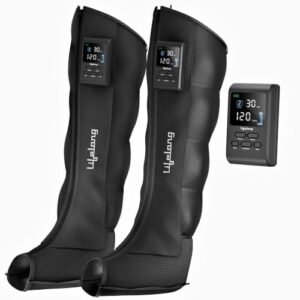 Lifelong Air Compression Leg & Foot Massager Machine for Pain Relief | 4000mAh Cordless Feet Massager with 240mmHg Pressure & 5Air Chambers | 2 Controllers, 7Intensities, 5Modes for Muscle Relaxation