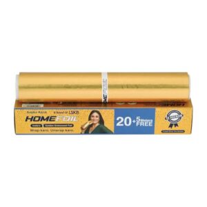 HOMEFOIL 25 Meters Golden Embossed Converted Aluminium Foil | 12 Micron Thickness | Keeps Food Fresh Always | Perfect for Food Wrapping, Packing, Storing and Serving (Pack of 1)