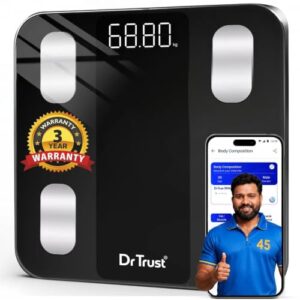 Dr Trust USA Legend Smart Scale | 20+ Parameters | US FDA approved | Unlimited Users Bluetooth BMI Weight Scale with 3 Years Warranty Weighing Machine & Body Fat Analyzer for Health Monitoring (Black)