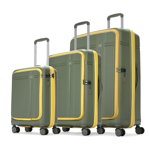 Aristocrat Solana Set of 3 (S+M+L) Hard Case Trolley Bags,Green