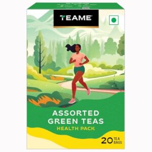 TE-A-ME Assorted Green Tea Bags, 20 Count | Green Tea Sampler with Kashmiri Kahwa, Tulsi, Honey Lemon & Classic | Natural Antioxidants