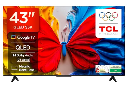 TCL 108 cm (43 inches) FHD Smart QLED Google TV | Dolby Audio 24 watts | HDR 10 | Metallic Bezel-Less | Multiple Viewing Mode | 43S5K