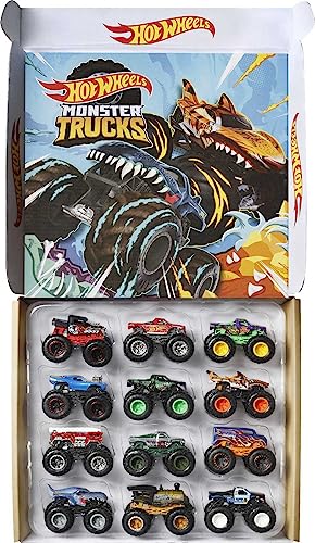Hot Wheels® Monster Trucks, Set of 12 1:64 Scale Die-Cast Toy Trucks for Kids and Collectors, Styles May Vary