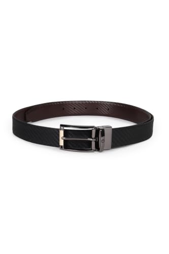 Louis Philippe Men 100% Italian Leather Dual Tone Zinc Alloy Buckle Formal Reversible Belt