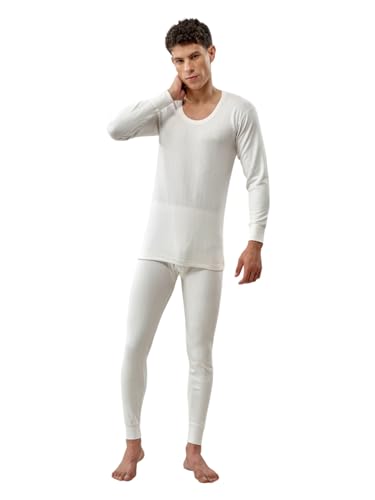 Lux Inferno Men's Round Neck Thermal Set | Full Sleeves | Regular Fit | Pack of 1 White