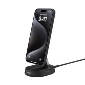 Belkin Magsafe Wireless 15W Qi2 Charging Stand | Magnetic Convertible Charger for Apple iPhone 16, 15, 14, 13 & 12 Series, Airpods and Other Magsafe Compatible Devices | Black