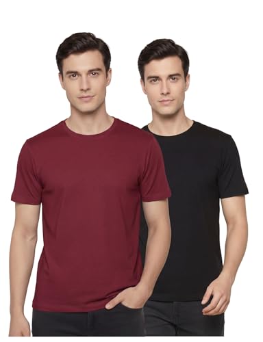 FYLTR Men's Solid T-Shirt - Half Sleeve | Round Neck | 100% Cotton | Regular Fit T-Shirt (Pack of 2)