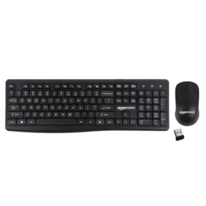 Amazon Basics Wireless Keyboard and Mouse Combo | 2.4GHz Wireless | Full-Size 104-Key Keyboard with ₹ Key | Low-Noise Typing | Compact Ergonomic Mouse | USB Receiver | Windows XP 7 8 10 11