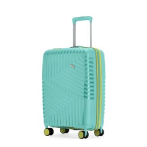 LAttitude By Provogue Core Cabin Suitcase 55 cm 20 inch Polypropylene Hard Trolley Bag, 8 Spinner Wheels, Recessed Number Lock, Lightweight Carry-On Luggage for Men & Women Aegean Blue/Meadow Yellow