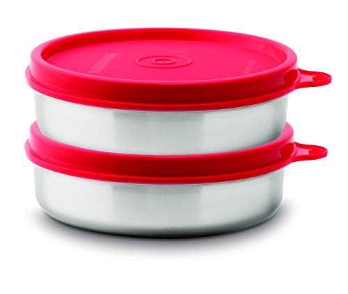 Signora Ware Stainless Steel Mini Mate Container (Red, 60 Ml Each) - Set Of 2