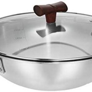Amazon Brand Solimo – Triply Kadhai – 24 Cm with Glass Lid | Even Heat Distribution | Cool-Touch Bakelite Handles| Stainless Steel