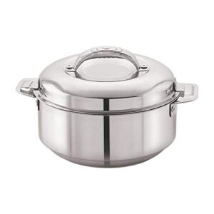 CELLO Maxima Insulated Casserole Hot Pot For Kitchen 2000 ml Silver | Easy to Serve Lightweight Outdoor Safe Keeps Food Hot and Warm Airtight Insulated Casserole Hot Pot Pack Set For Roti Rice Biryani
