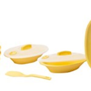 SignoraWare BPA Free Plastic Square Dinner Set | Microwave Safe | Unbreakable & Lightweight | Odor-Free | Great for Parties & Gatherings | Ideal for Regular Home Meals (Set of 23 pcs | LemonYellow)