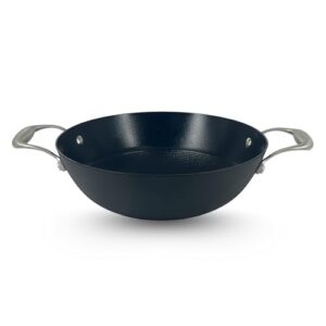 Prabha Induction Base Kadhai 2.4 Litre | Non Stick Black Eisen Cast Iron IB Kadai 24 cm | Cooking Kadai for Deep Frying | Gas & Induction Bottom | Cookware kadai with Steel Handle (Black)