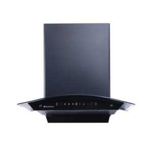 Wonderchef Ultima C-Line 60cm 1400 m3/hr Auto Clean Curved Glass Chimney | Baffle Filter | 1400M3/Hr powerful suction | Touch + 3 speed Motion Sensor control | Low Noise | 7 Year Warranty | Black