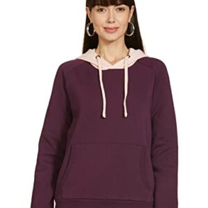 Amazon Brand – Symbol Women’s Cottonblend Hooded Neck Regular Sweatshirts (Aw18Wnssw21_Plum_Small_Plum_S)