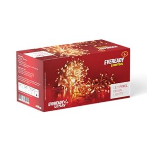 EVEREADY UTSAV, 33 FEET LED Pixel Lights, 46 LEDs, BIS Approved, High Brightness Home Decoration Ladi String Lights for Ganpati, Diwali, Christmas, Festivals, Warm White, Pack of 1