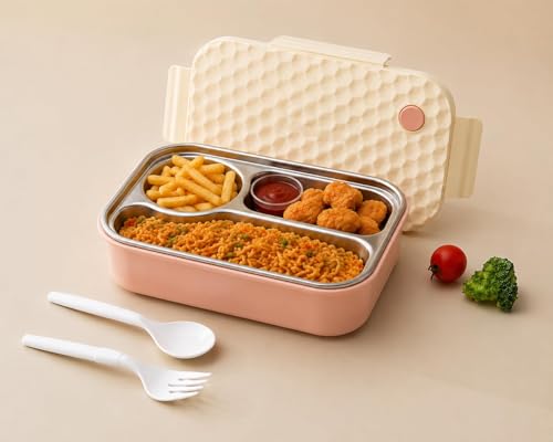Crezora Aroma Insulated Stainless Steel Lunch Box with Clip Lock Lid, Airtight, Leak-Proof, Lightweight, 650 ml, for Office, School, Picnic and Travelling