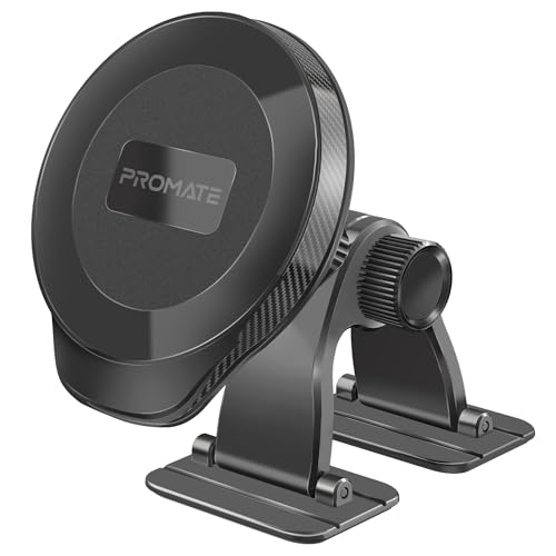 Promate Magnetic Phone Holder with MagGrip™ Technology, Fits Any Curved Surface, Firm Dashboard Attachment, Powerful N52 Magnets, ArcMount