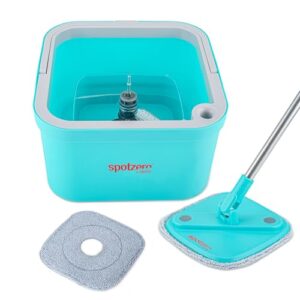 Spotzero By Milton Fresh Flow Square Mop with Bucket 3 L, Flexible Kitchen tap Flat Squeeze Mop Bucket System Cleaning Supplies, Mop Head,Pocha for Floor Cleaning with 2 Reusable Pads Clean