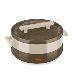 MILTON Valenza 1500 Insulated Inner Stainless Steel Casserole for Roti, 1250ml | Hot Box for Kitchen | Keeps Food Hot & Fresh | BPA-Free, Durable & Easy to Carry | Hot Pot with Lid for Home, Brown