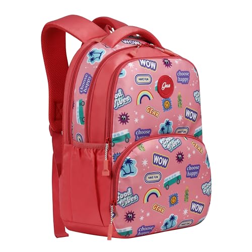 Gear Wow 17"/25L Medium Water Resistant School Bag/Casual Backpack/Daypack/4 Compartment Travel Backpack/Kids Bag for Girls - Pink