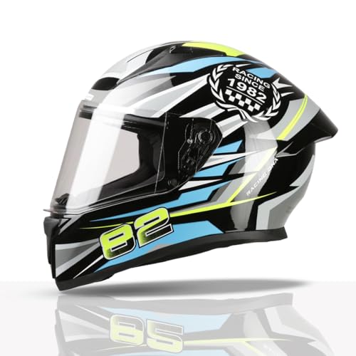 TVS Racing Titan Series Full Face Helmet for Men | Premium Bike Helmets with ABS Shell, UV Paint | Quick Release System | Aerodynamic Design | DOT & ISI Certified (Green, XL)
