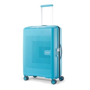 American Tourister Aerostep 8 Wheels 77 Cm Small Cabin 4 Wheel Inline Trolley Bag Hardshell Case Polypropylene 360 Degree Wheeling System Luggage,4 Wheel Inline Trolley Bag for Travel,Teal,Large