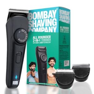 Bombay Shaving Company All Rounder 2-in-1 Trimmer for Men | Beard & Body Grooming with Dual Heads | Ceramic Blades for Sensitive Skin | 38 Style Settings | 120 Min Runtime | Type-C Fast Charge