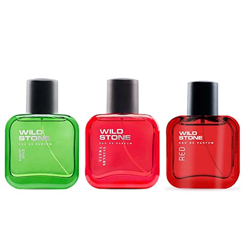 Wild Stone Forest Spice, Red and Ultra Sensual Long Lasting Mens Perfume, Pack of 3 (30ml each)
