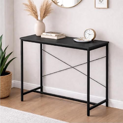 Amazon Brand - Solimo Study Table for Home Office | Engineered Wood Computer Desk | Compact & Sturdy Desk for Small Spaces | Black | L 90 x W 61.5 x H 75 cm